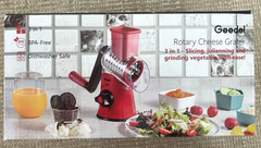 Geedel Rotary Cheese Grater, Kitchen Mandoline Vegetable Slicer with 3 Interchan
