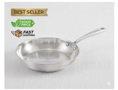 10.3in Stainless Steel Fry Pan 3-Layer Skillet Oven Safe 500F