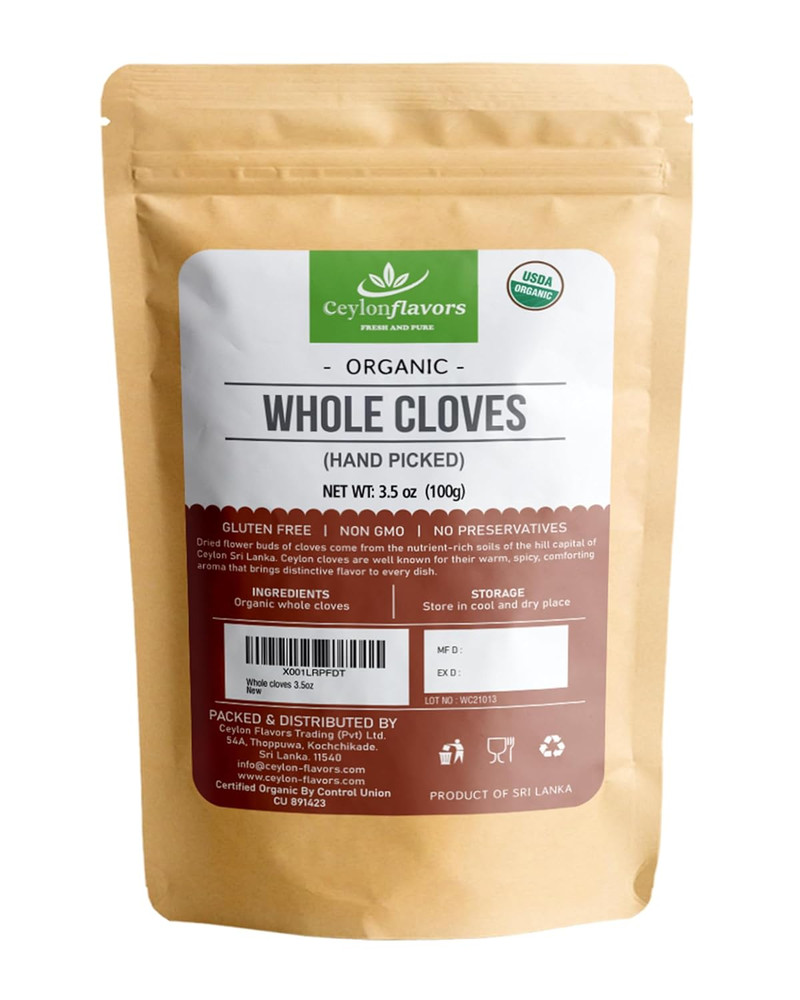 Organic Hand Picked Whole Cloves 3.5 Oz. Harvested from a USDA Certified Organic