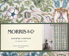 William Morris Fabric Shower Curtain Strawberry Thief Multicolor 72″x72″ Shabby