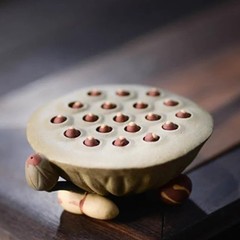 Lotus Water Spraying Purple Sands Tea Pet 8cm Teapot Cover Holder Desktop Decor