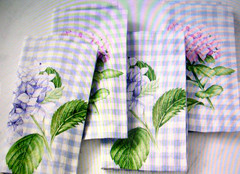 WILLIAMS SONOMA HYDRANGEA GINGHAM NAPKINS 100% COTTON TWILL SET OF 4 FOUR NWTAG