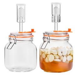 Square Fermentation Jar, 1 Liters Glass Fermenting Jar for Making Sauerkraut,…