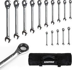 Effortless Adjustment – 15-Piece Ratcheting Wrench Set in Chrome Vanadium Steel