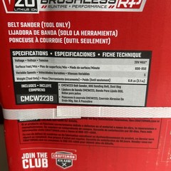 Craftsman V20 Brushless RP 3×18 Cordless Belt Sander Bare Tool CMCW223B New