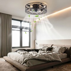 18.5″ Flush Mount Ceiling Fan with Light Pendant Lamp With Remote Control 60W