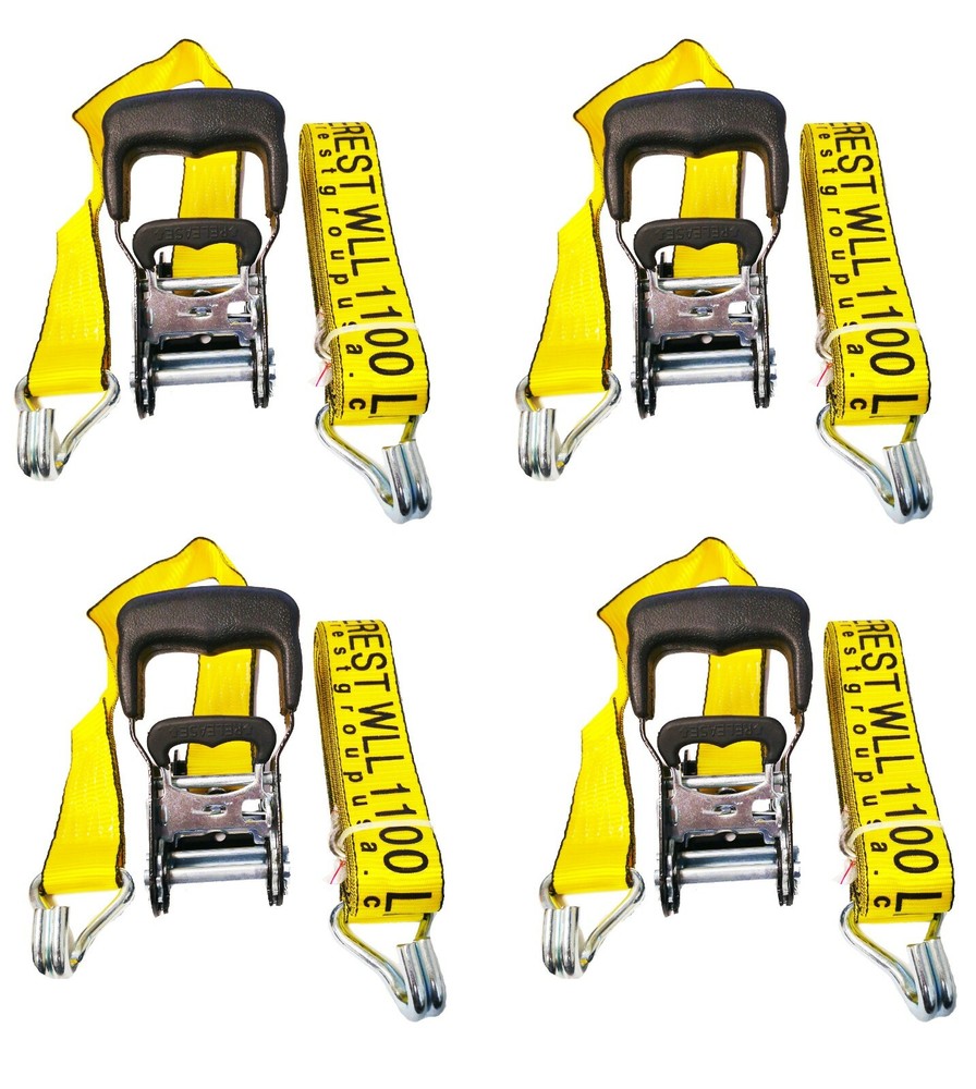 4-PK 1.5in x 15ft Ratchet Tie Down 3300LBS Break Strength 1100LBS Work Limit