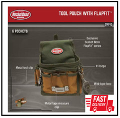 6.5 In. 9-pocket Tool Pouch With Flap Fit | Bucket Boss Brown Pockets Original