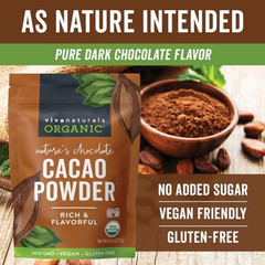 Organic Unsweetened Cacao Powder with Rich Dark Chocolate Flavor