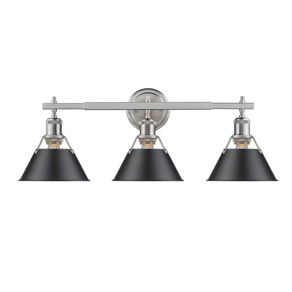 Golden 3306-BA3-PW-BLK Orwell 24.25″ 3-Light Bath Vanity in Pewter w/ Aged Brass