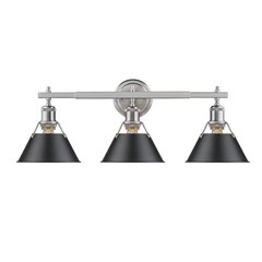 Golden 3306-BA3-PW-BLK Orwell 24.25″ 3-Light Bath Vanity in Pewter w/ Aged Brass