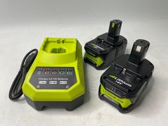 Lot of 2 8.0AH FOR Ryobi 18V Li-Ion Battery w/ Charger P102 P103 P105 P107 P108