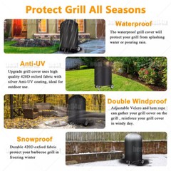 Heavy Duty Waterproof Barbecue Round BBQ Grill Cover for Weber Charcoal Kettle
