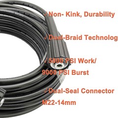 50 FT High Pressure Washer Hose 5800 PSI M22-14MM Power Washer Extension Hose