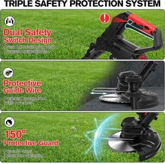 4.6lbs Brush Cutter with Metal Blades – 2 Batteries