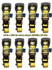 8-PK 1.5in x 15ft Ratchet Tie Down 3300LBS Break Strength 1100LBS Work Limit