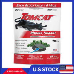 Mouse Mice Rat Killer 32 Blocks Bait Poison Rodent Station Trap Tomcat Control..