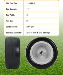 Multiple Sizes 2 Pack Lawn Mower Tire and Wheel Flat Free or Pneumatic Tire