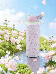 Owala Light Pink Cherry Blossom Pattern Capacity Stainless Steel 32oz