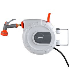 VEVOR Retractable Garden Hose Reel 1/2 in x 50 ft Wall Mount 9-Function Nozzle