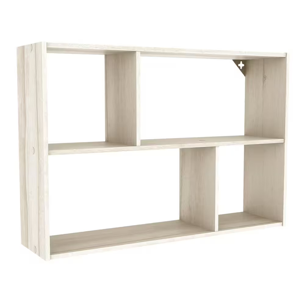 16.34 In. H X 23.98 In. W X 6.02 In. D Bleached Walnut Wood Mini Offset 4-Compar