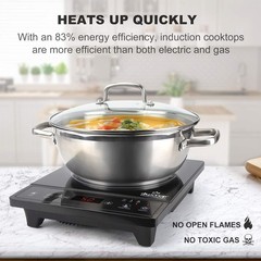 Portable Induction Cooktop Countertop Burner Touch Timer 1800W Black