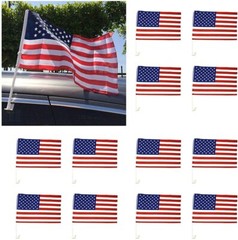48 Pack Lot 12×17 USA Flags Car Window Clip On Fan Banners Car Flag US Seller