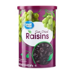 (2 pack) Great Value Sun-Dried Raisins Canister, 20 oz (1lb 4oz) 567g