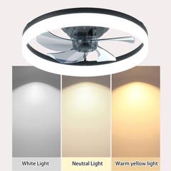 20″ Modern Fan Lights Flush Mount LED Ceiling Light kit With Remote APP Control