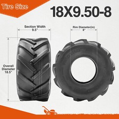 Set Of 2 18×9.50-8 Lawn Mower Tires 4Ply 18×9.50×8 Super Lug Garden Tractor Tyre