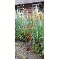 1pc Rusty Dandelion Garden Decoration -Floral-shaped metal garden signpost, Clas