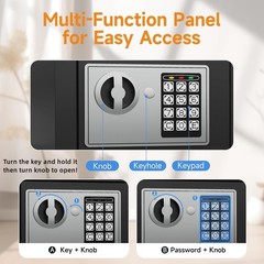 Small Safe Box for Money with Code and Keys，Solid Mini Safe for Kids with Dig…