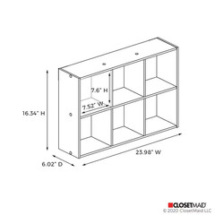 16.34 In. H X 23.98 In. W X 6.02 In. D Bleached Walnut Wood Mini 6-Cube Storage