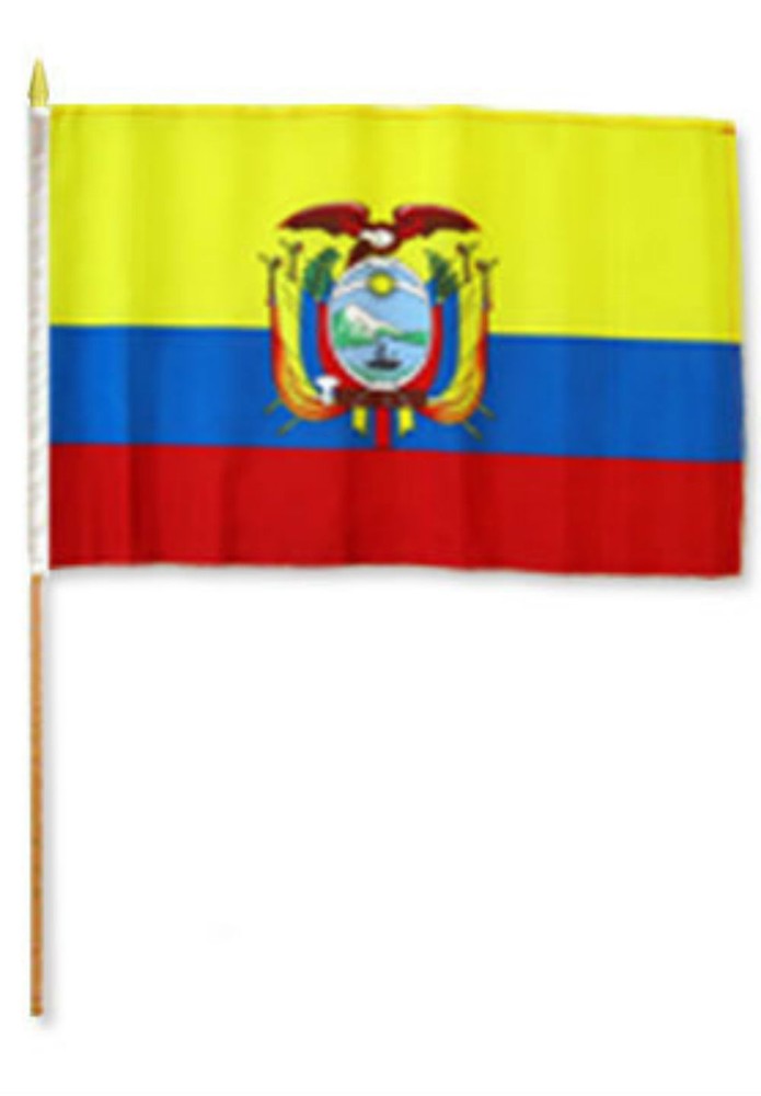 12×18 12″x18″ Wholesale Lot of 3 Ecuador Stick Flag wood staff 100D