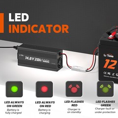 LiTime 14.6V 20A AC-DC Smart Charger for Deep Cycle Rechargeable Lithium LiFePO4