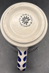 Le Souk Ceramique Tunisia Blue White Hand Painted Geometric Design Coffee Mugs