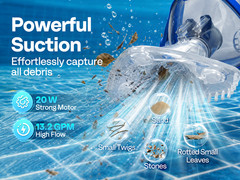 Cordless Pool Vacuum Cleaner 13.2GPM Handheld Rechargeable for Pools & Spas Blue