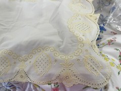 Pratesi Italy 3pc Sheet Set Lace Poly/Cotton Off White Yellow