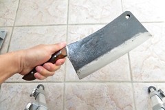 Crude – 8 Inch Small Handle Rivet Carbon Steel Meat Cleaver, Forged, Small Hands