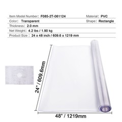 VEVOR PVC Table Protector 24×48 Inch Clear Plastic Desk Protector 2.0mm Thick