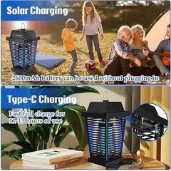 4500V Electric Solar Bug Zapper Outdoor, Mosquito Zapper Waterproof Fly Zapper,d