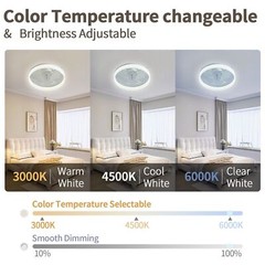 20″ Modern Fan Lights Flush Mount LED Ceiling Light kit With Remote APP Control