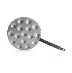 De Buyer 5612.16 Mineral B Round Aebleskiver & Poffertjes Pan, Nonstick, 10.75″