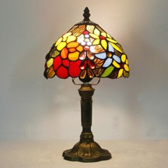 US Dia 8″ H14.5″ Retro Handmade Stained Glass Rose Tiffany Table Accent Lamp