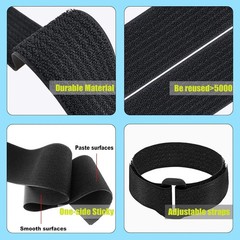 16Ft 2 Inch Wide Cable Ties, Heavy Duty Hook and Loop Straps with 15 Buckles, A