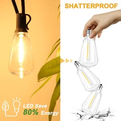 50FT – 500FT LED Outdoor String Lights Dimmable Waterproof ST38 LED Patio Lights