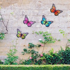 Metal Butterfly Wall Art Outdoor Decor – 4 Pack 9.8in Butterflies Wall Sculpt…