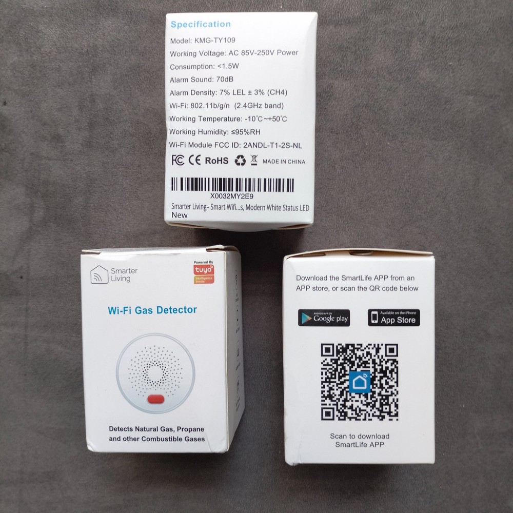 Lot of 3 Smarter Living WiFi Gas Detector Natural Propane Methane Leak Alarm App