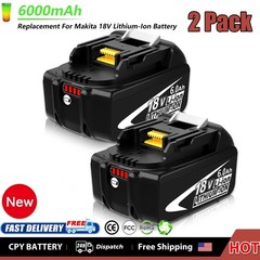 2-PACK For Makita 18V Lithium-Ion 6.0Ah Battery BL1860B BL1850B BL1840B BL1815B