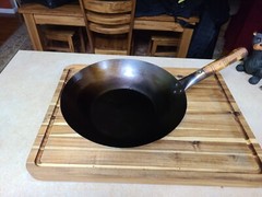 14″ Flat Bottom Carbon Steel Wok Hand Hammered Mandarin Wok SEASONED
